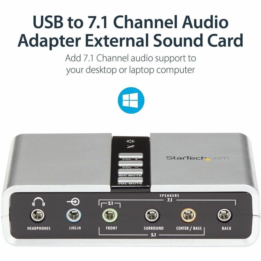 StarTech 7.1 USB Audio Adapter External Sound Card (ICUSBAUDIO7D)