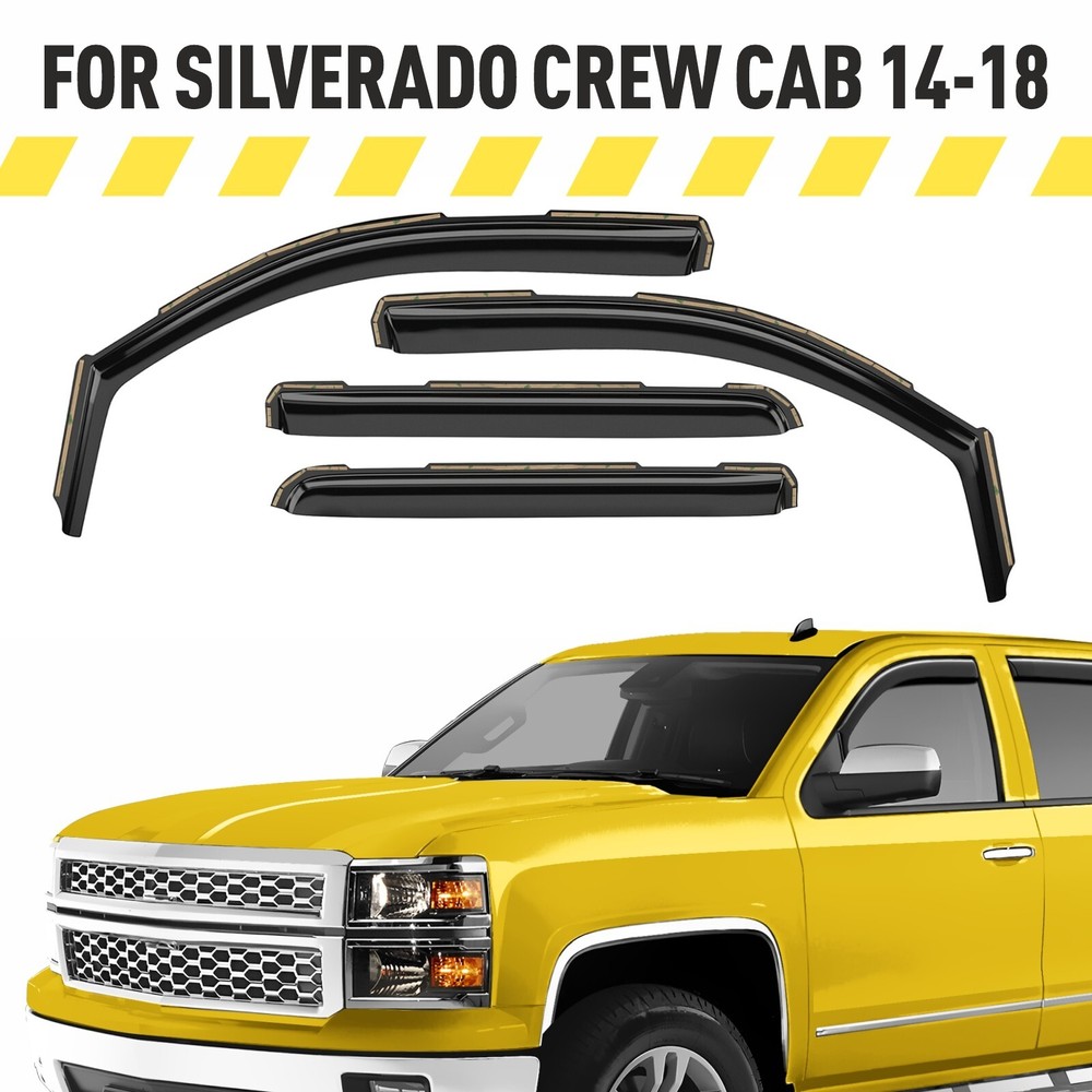 Side Window Deflectors Rain Guards for 2014-2018 Chevy Silverado Crew Cab