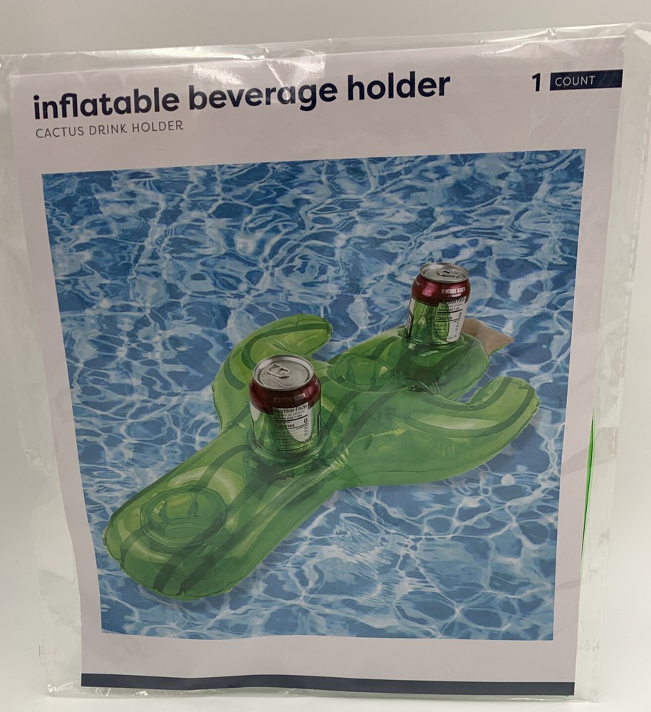 2 Pack - Cactus Inflatable Floating Pool Drink Beverage Holder