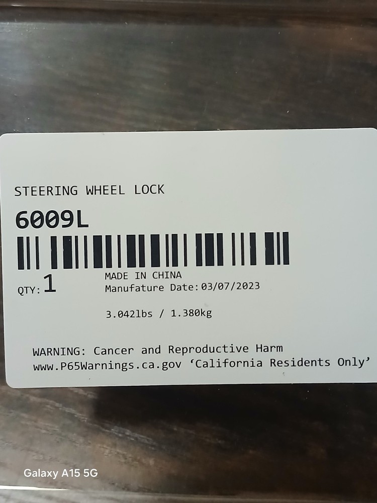 Highly Visible Yellow Steering Wheel Lock