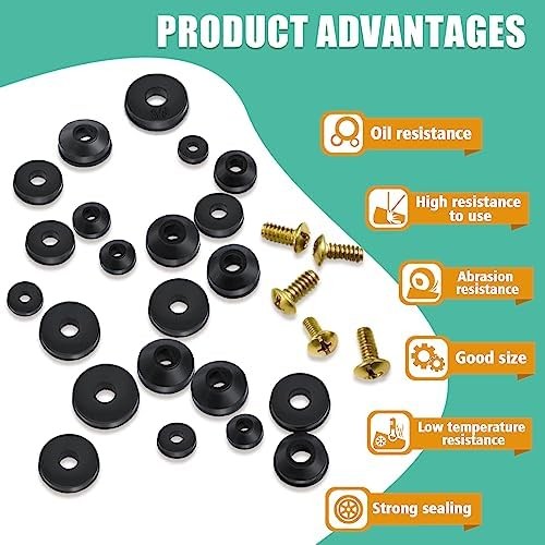 106 PCS Faucet Washer Assortment Kit with Assorted Flat Washers 106 PC
