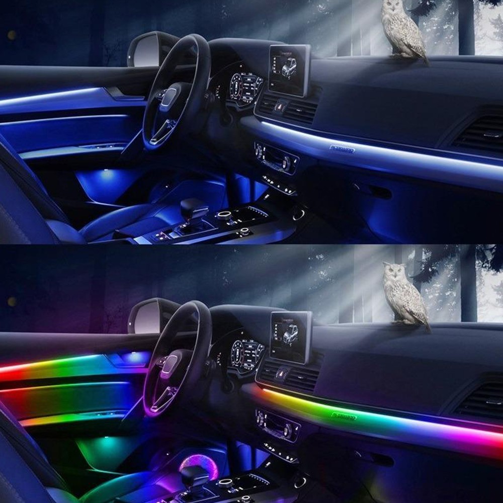 18in1 Car Atmosphere Interior LED Acrylic Guide Fiber Optic Ambient Lights Decor