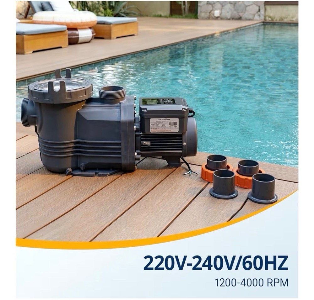Varpoolfaye High-Flo Variable Speed 2.5 HP Pool Pump In Ground w/ Filter Basket