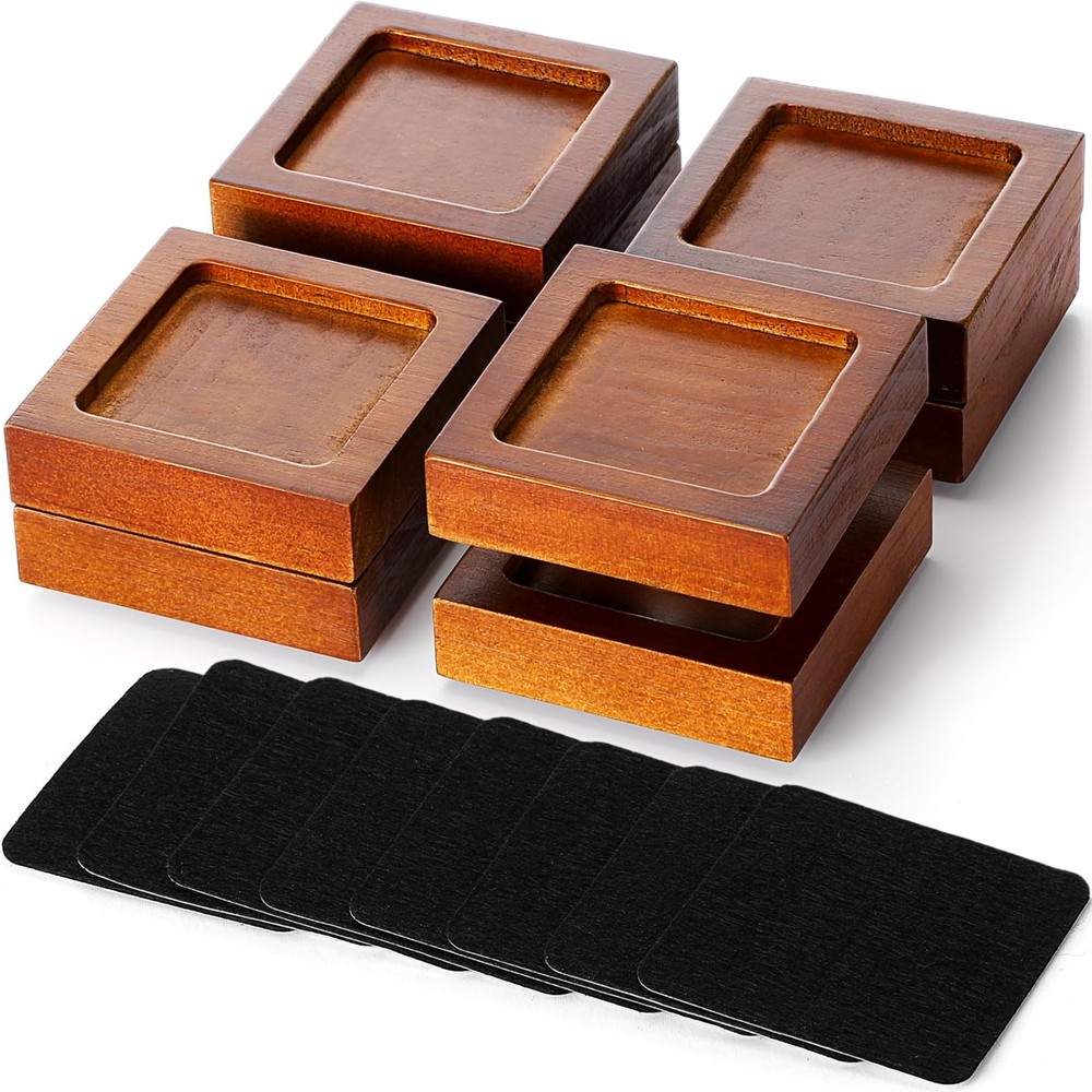 8 Pack Bed Risers Solid Wood Lifts Height Adjustable 1-4 Inch Walnut