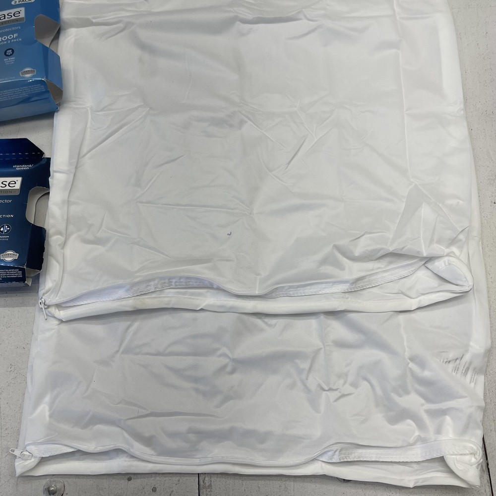 AllerEase Zippered Pillow Protectors Queen Waterproof White Allergy Bedbug 3 Pk