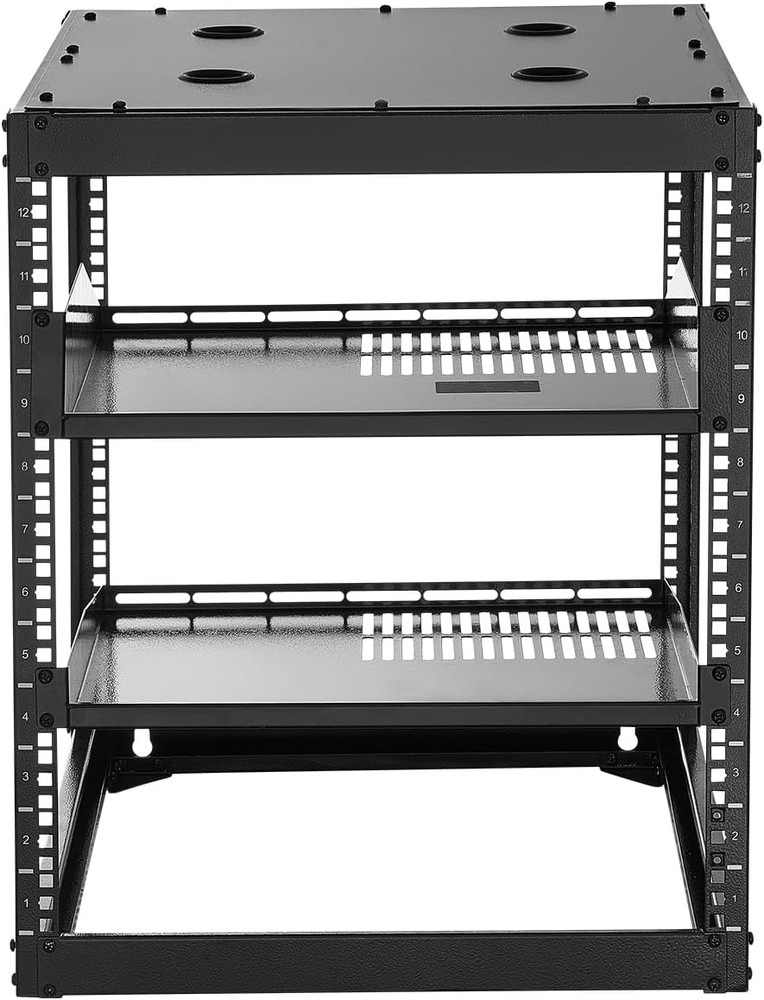 12U Server Rack, Open Frame Network Rack for IT & AV Gear, Floor Standing or Wal