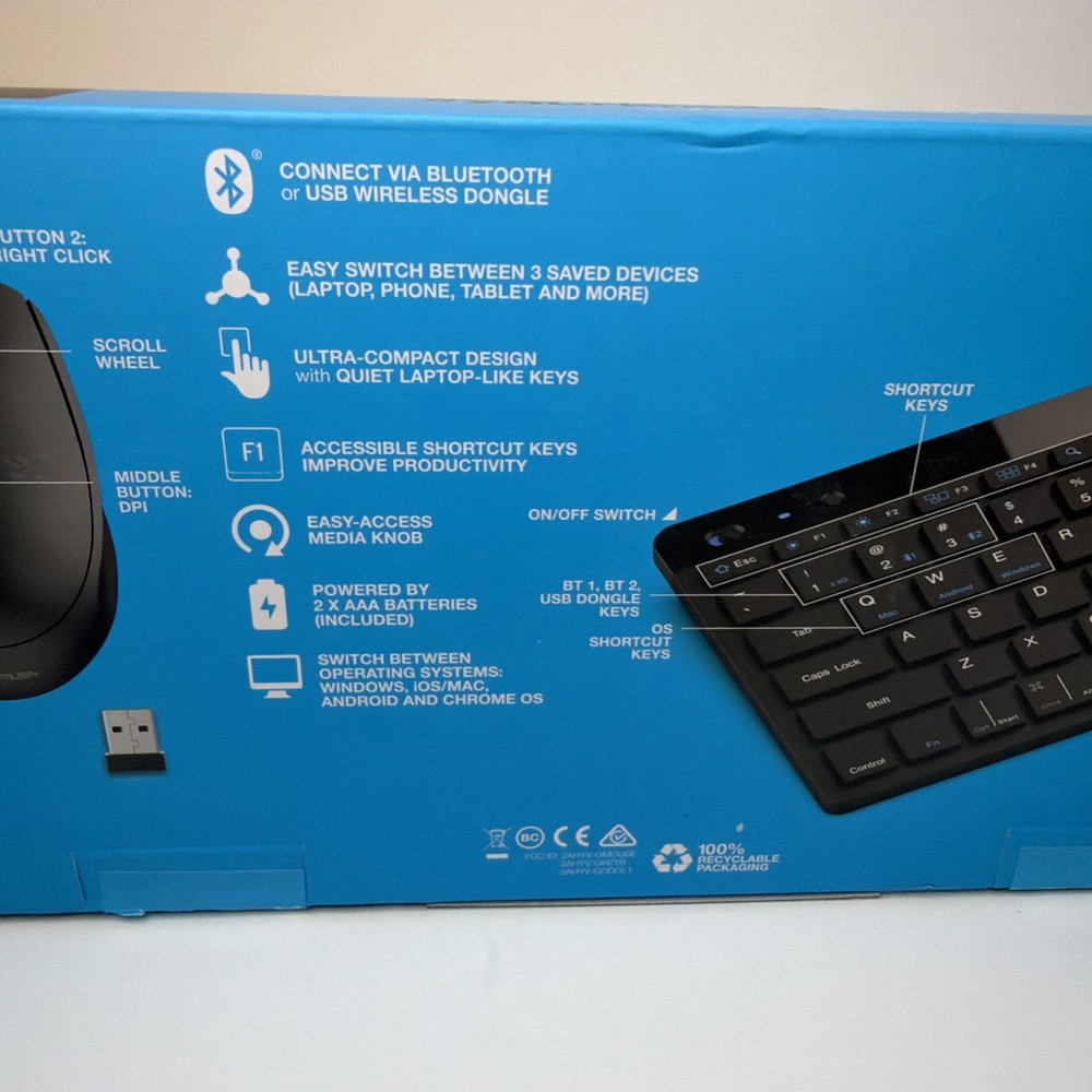 JLAB Go Keyboard And Mouse - Multi-Device Wireless Combo Pack - Brand New Sealed