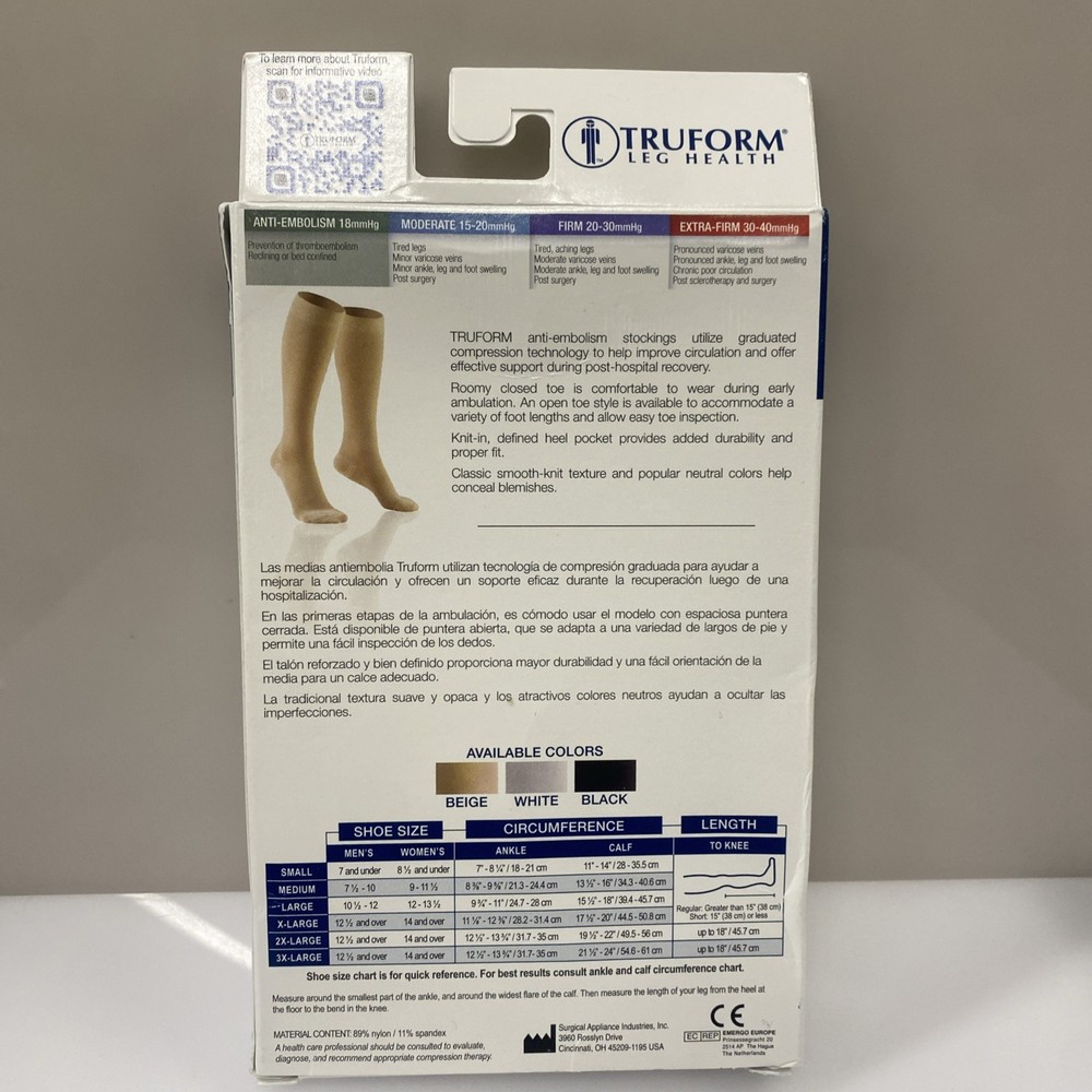 Truform Thrombo Below Knee Embolic Deterrent 18 mmHG Compression BEIGE Medium