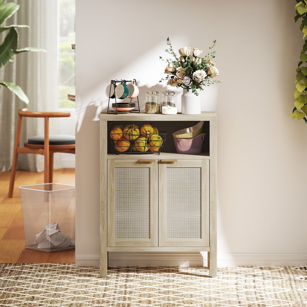Sideboard Buffet Cabinet, Accent Cabinet with Adjustable Shelf Natural