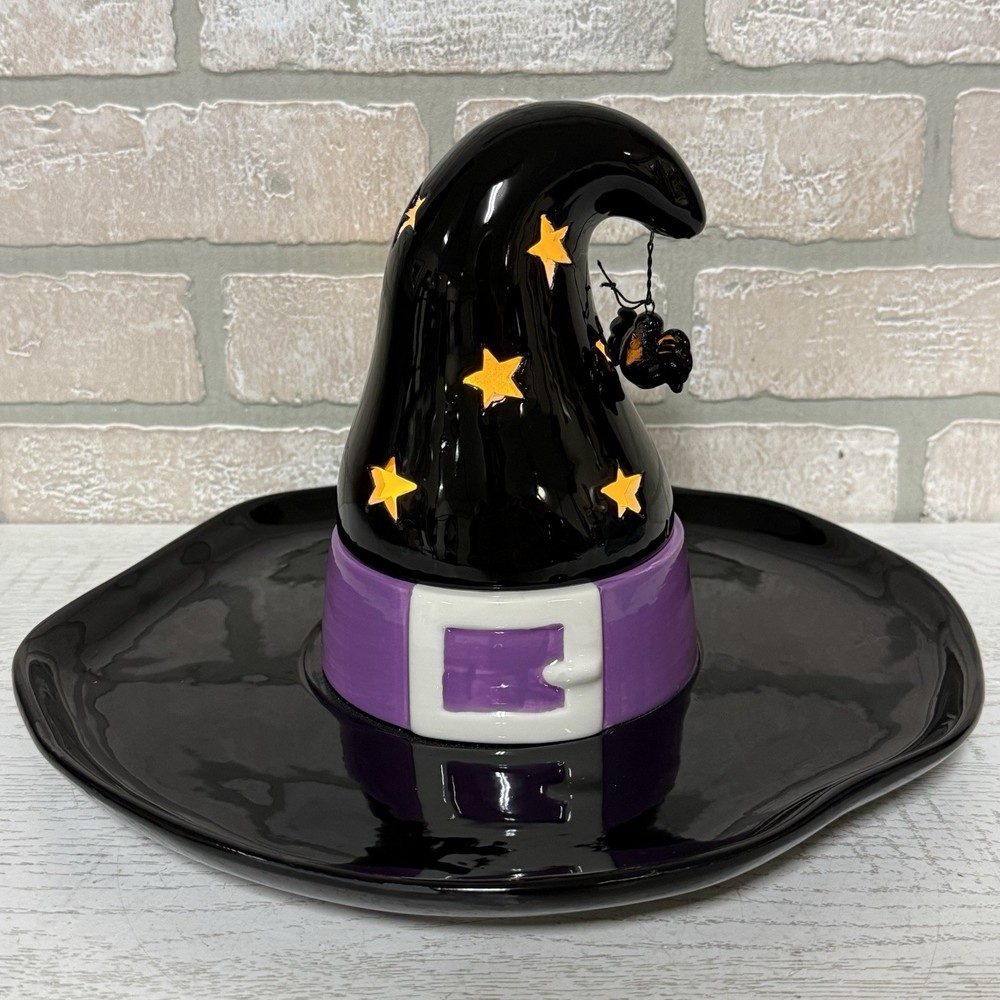Mr Halloween Light Up Witch Hat Chip And Dip Serving Dish LED Light *READ*