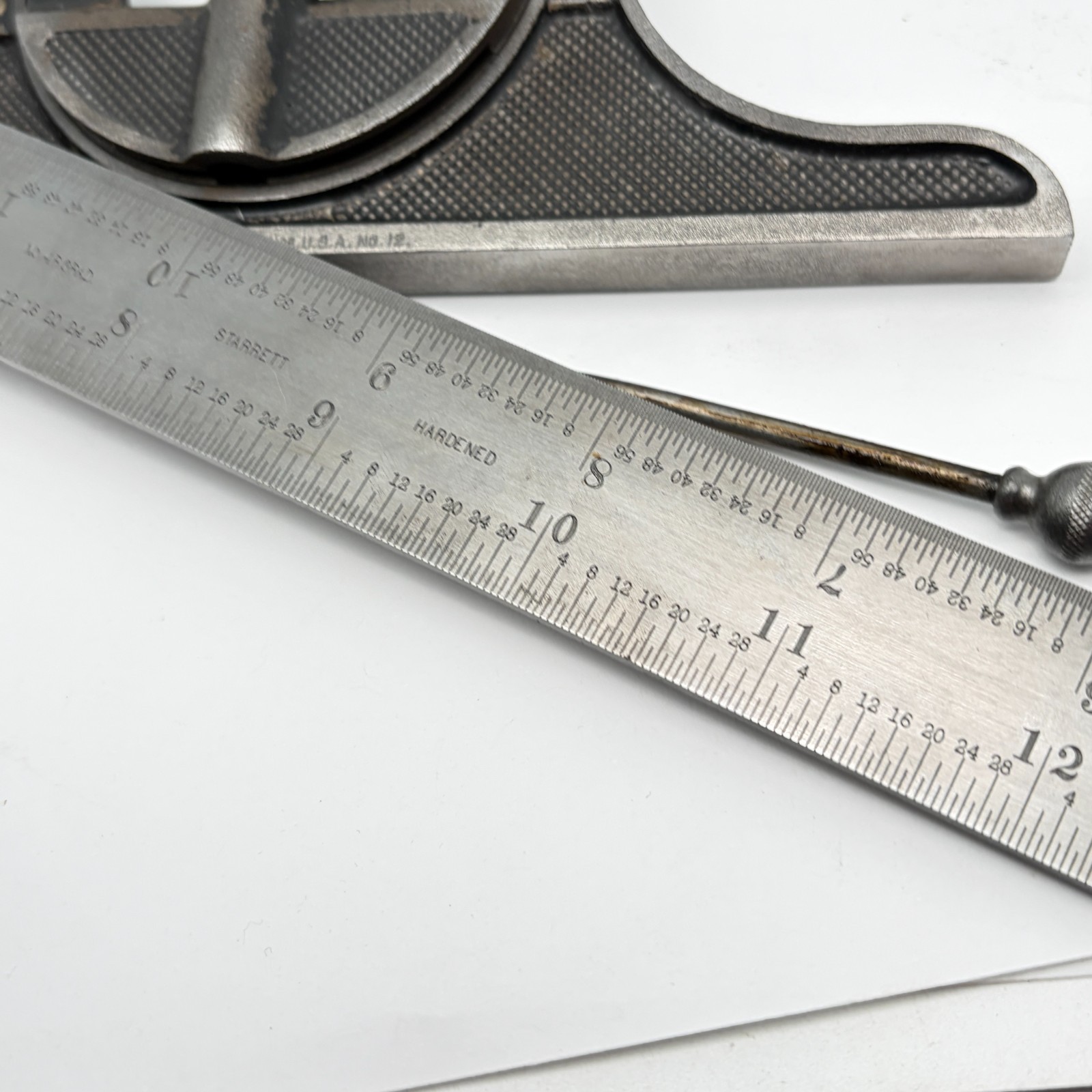 Preowned 18" L.S. STARRETT Comb. Square w/ Protractor Centerfinder - Machinists