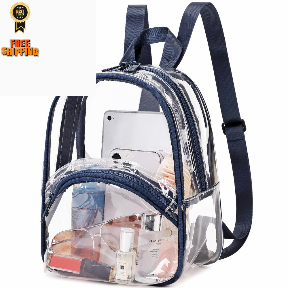 abshoo Clear Mini Backpack for Stadium Events Approved Bag Mini, Navy