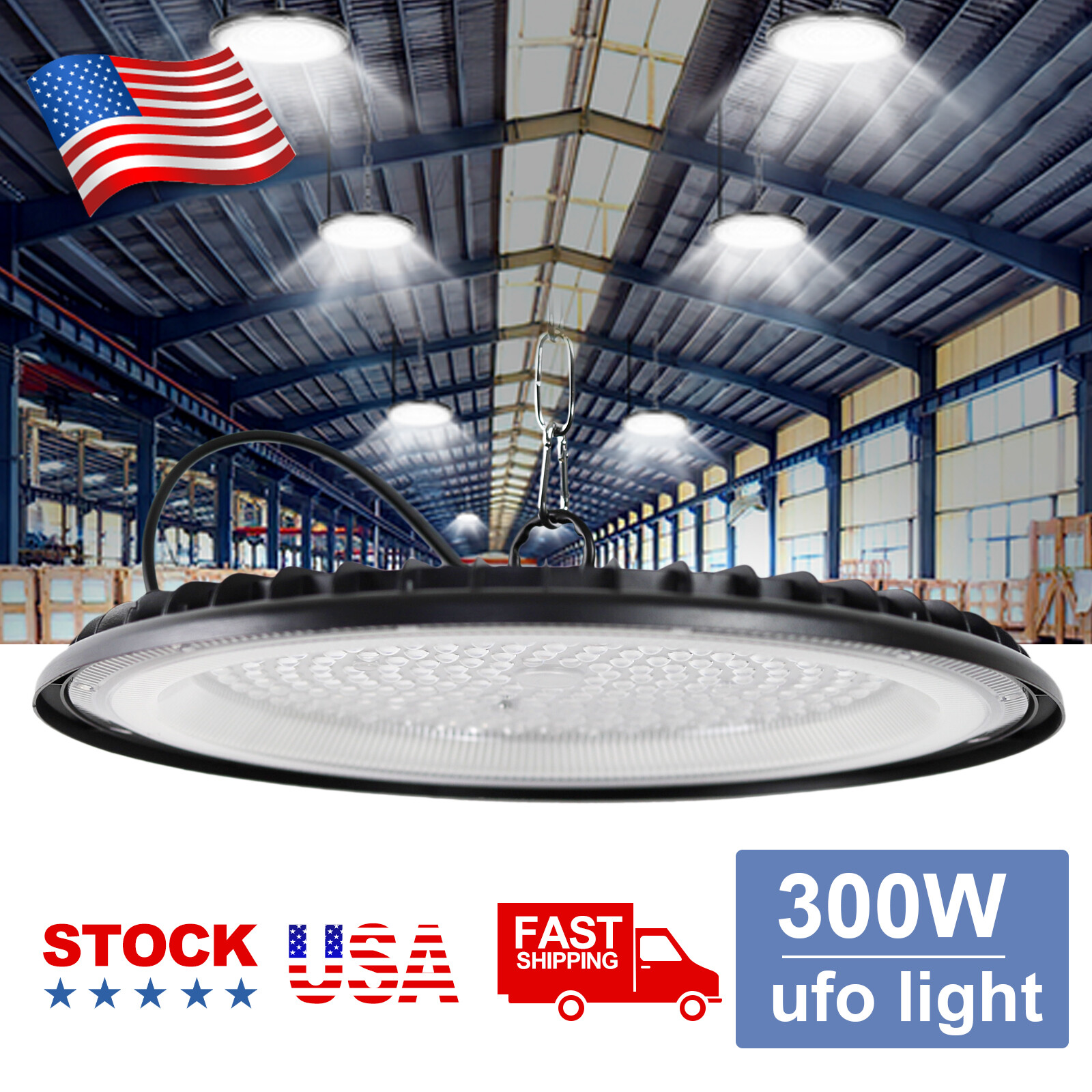 10 Pack 300W UFO LED High Bay Light Shop Industrial Commercial Factory Warehouse