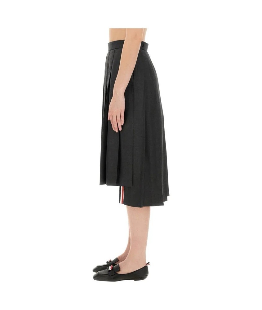 Thom Browne grey wool kilt skirt, size3