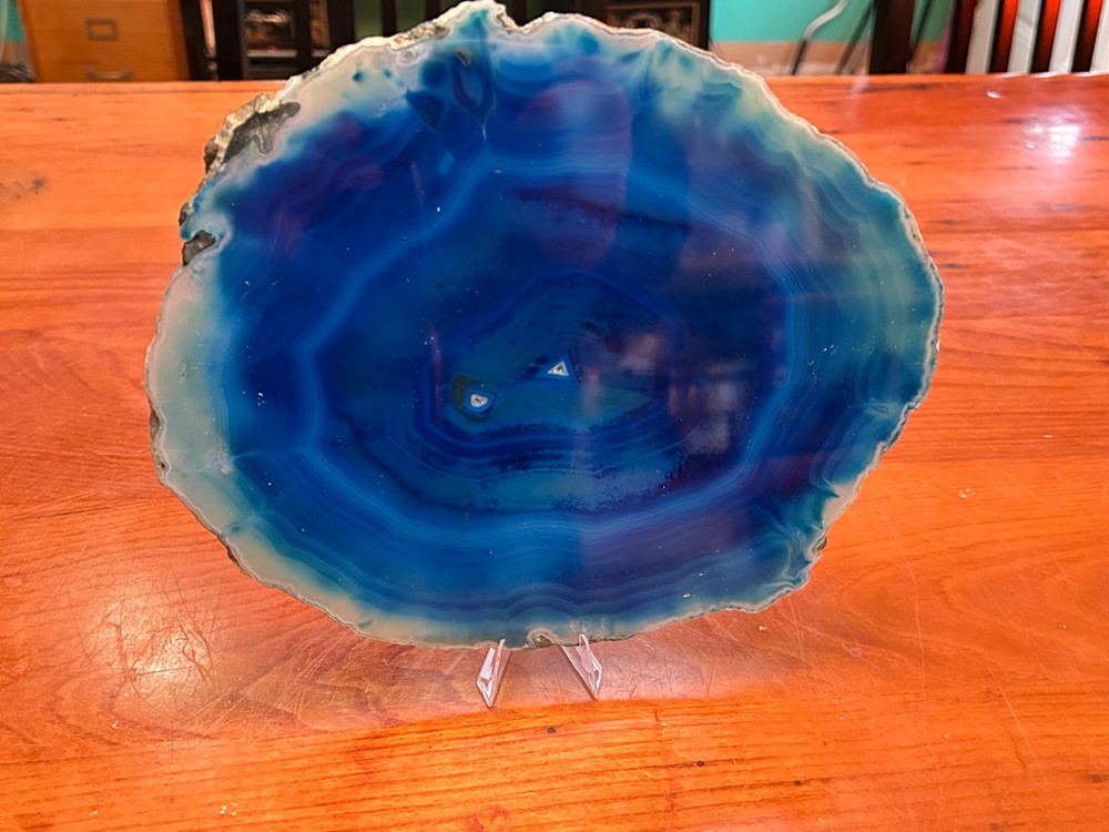 Blue Dyed Agate Slice 9.5''