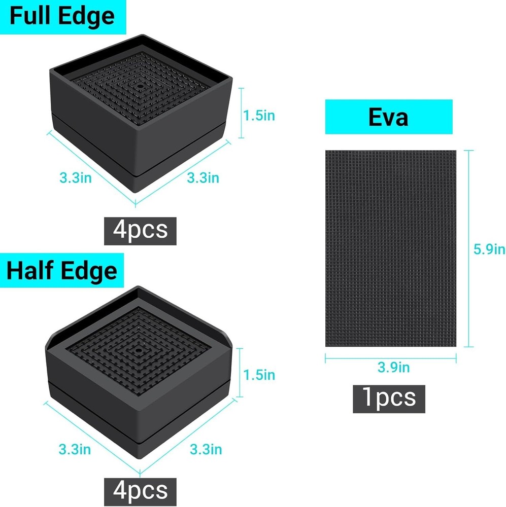 Triangular Heavy-Duty Furniture Risers Set - 8 Non-Slip Adjustable Pieces