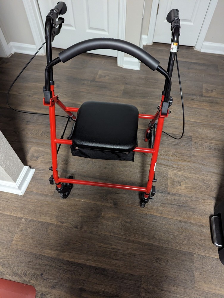 Drive 4-Wheel Foldable Rollator Walker With Seat Adjustable Height Red