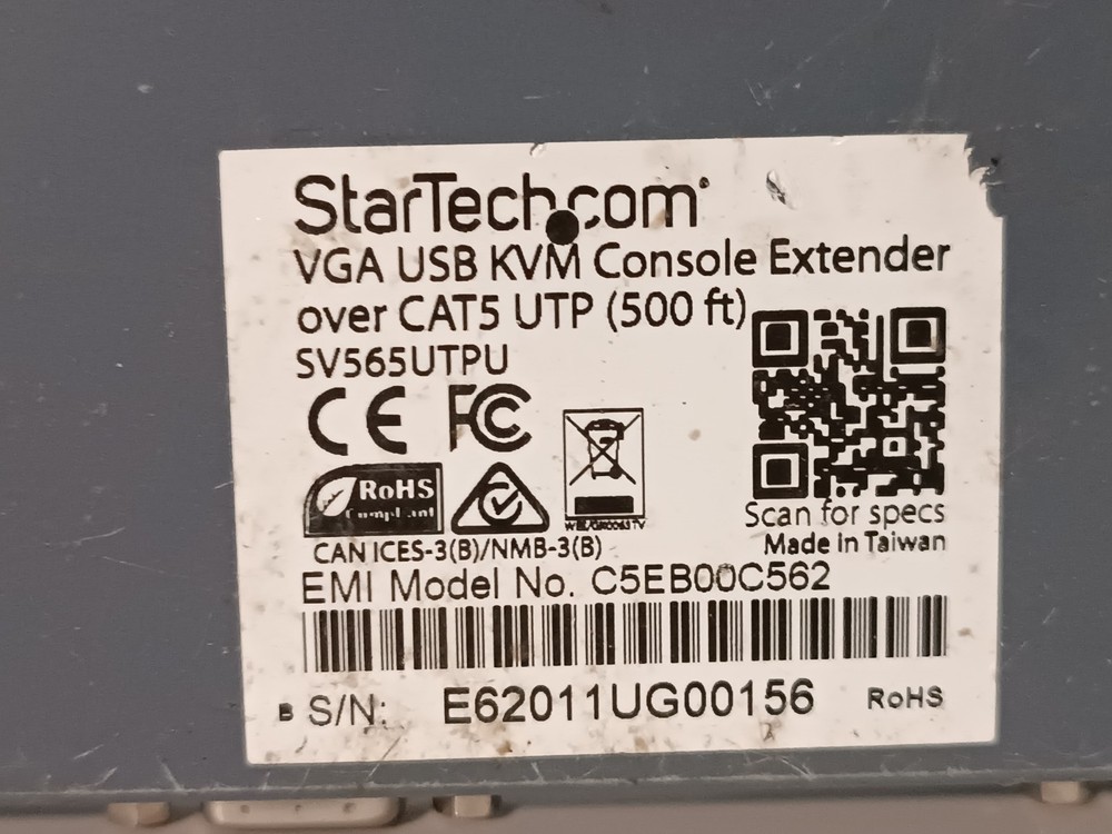 StarTech.com SV565UTPU KVM Console Extender USB VGA over CAT5 UTP