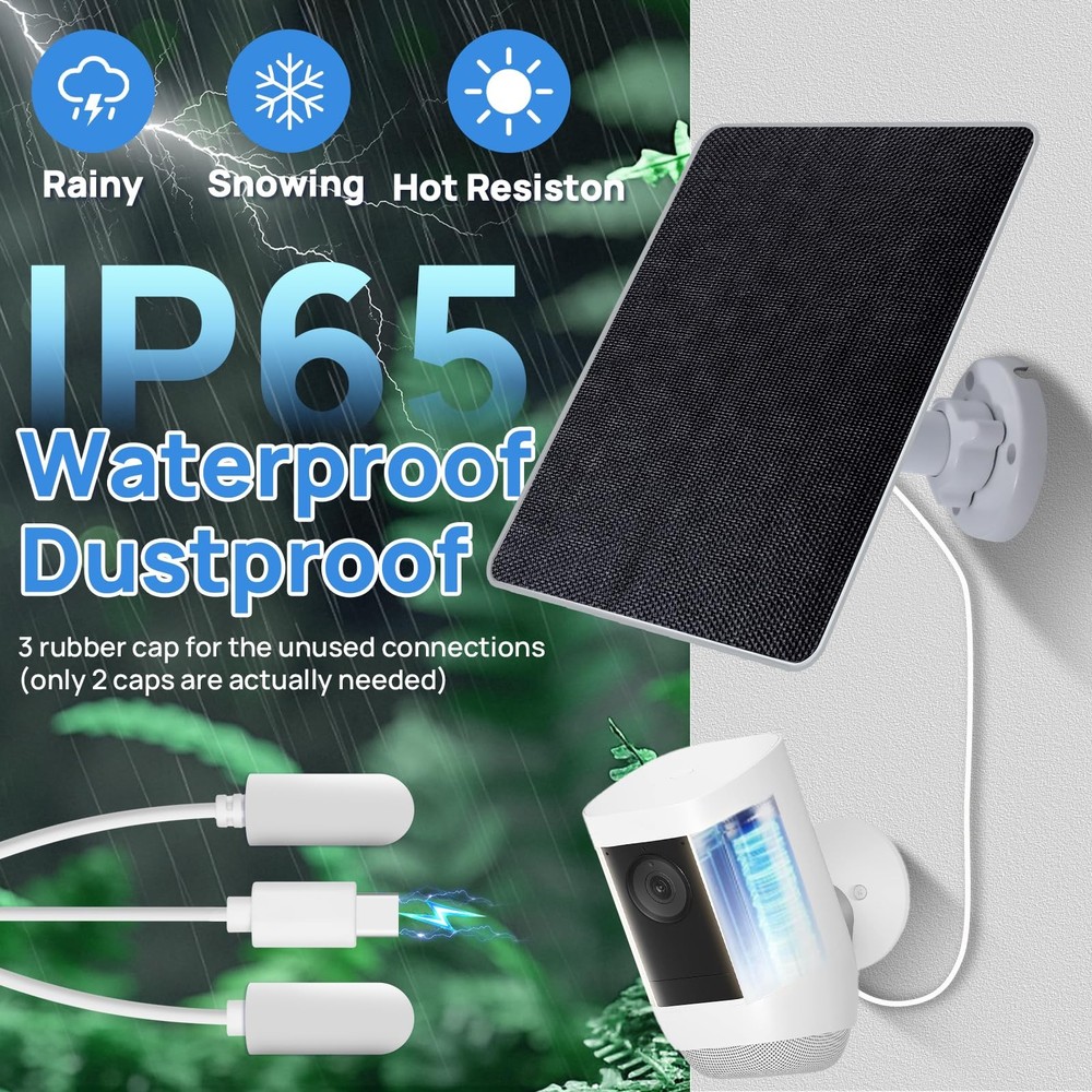 ECOWORTHY Solar Panel for Ring Camera Outdoor Wireless, 5W Fast Charging Comp...