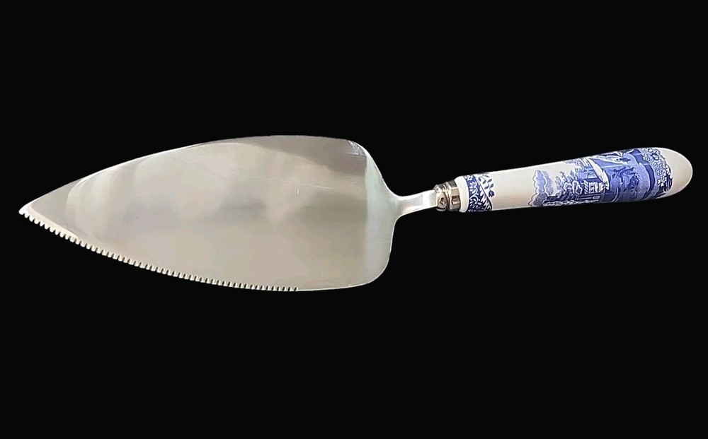 Italian White & Blue 10.5" Cake Knife Server, By Spode.