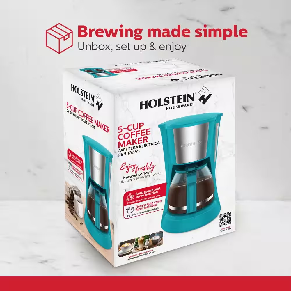 Everyday 5-Cup Teal Coffee Maker
