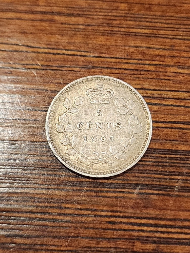1901 Canada 5 Cents Silver Coin