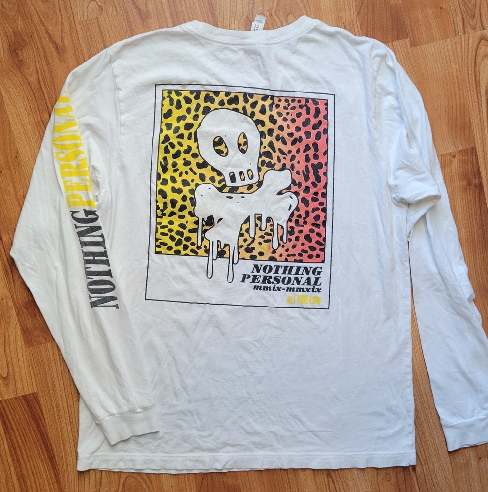 All Time Low Nothing Personal Merch White skull Tour Shirt Long Sleeve Large HTF