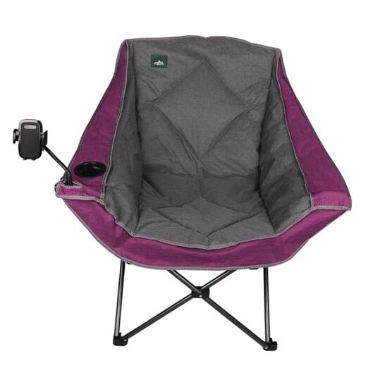 Oversized Foldable Camping Chair with Cell Phone Purple With Phone Holder