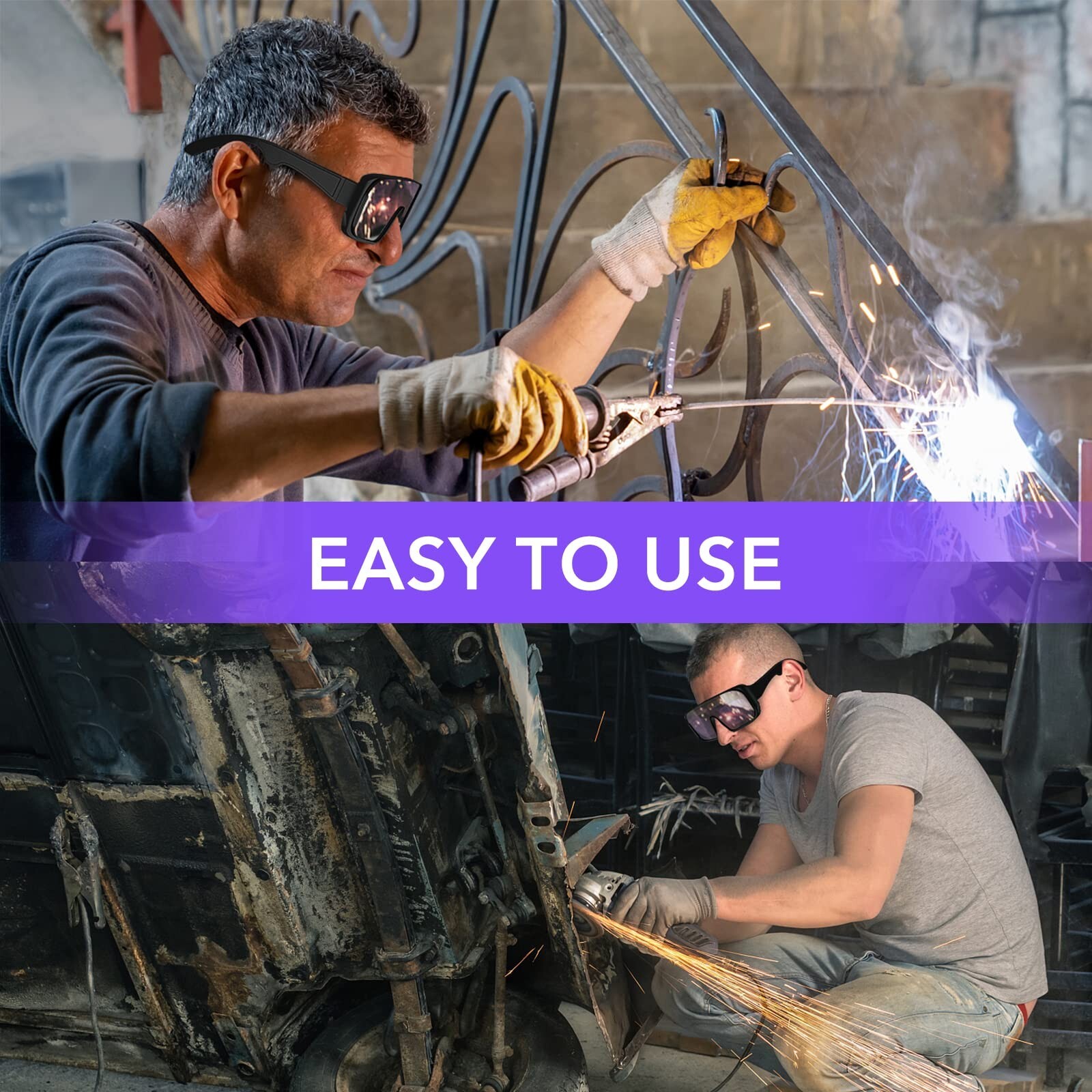 TRQWH Auto Darkening Welding Glasses True Color Solar Safety Goggles PC Lens