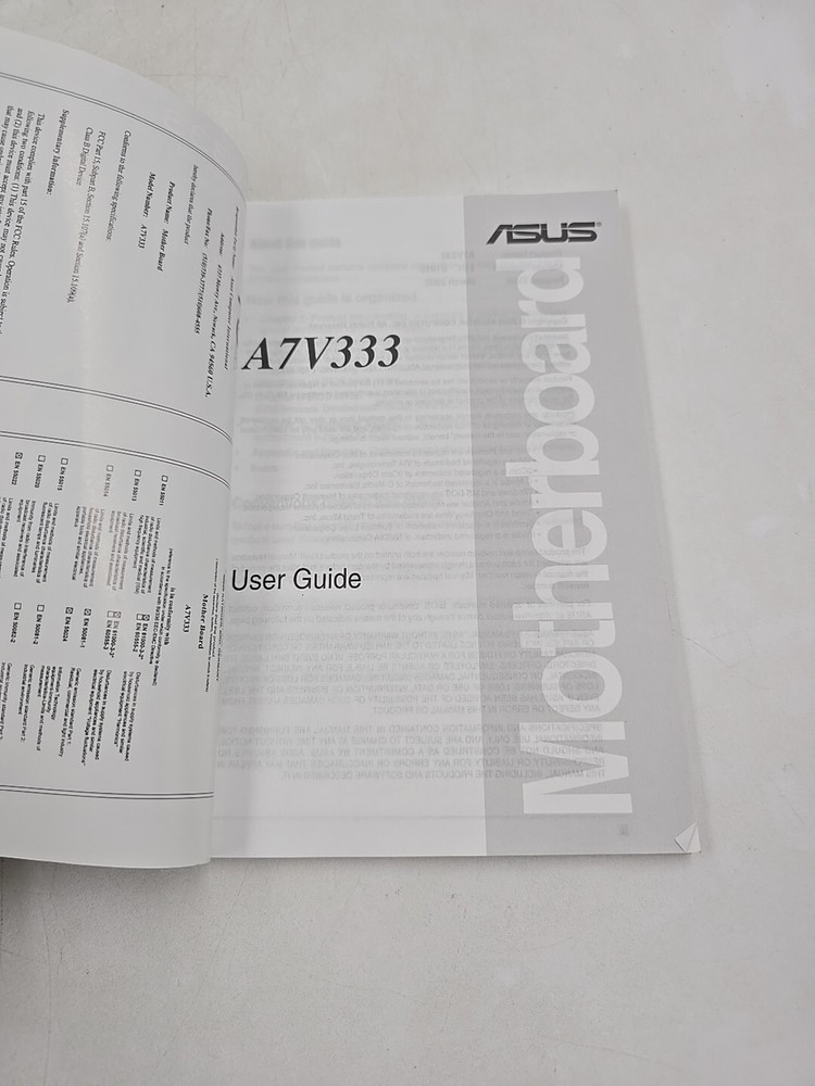 ASUS A7V333 Socket A Motherboard User Manual E1010 Q818B Quick Setup Guide Used