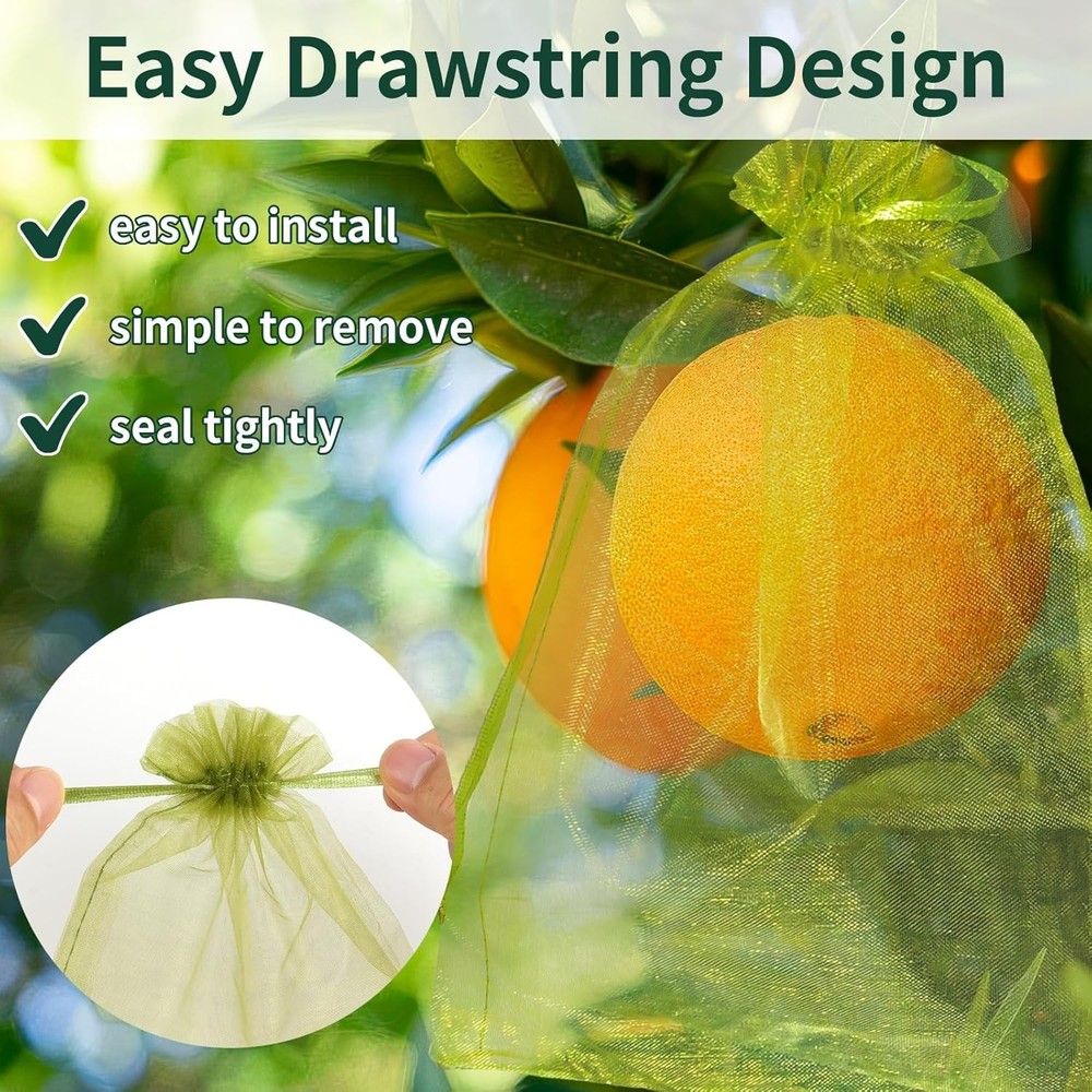 Fruit Protection Bags Mesh Drawstring Garden Tree Cover