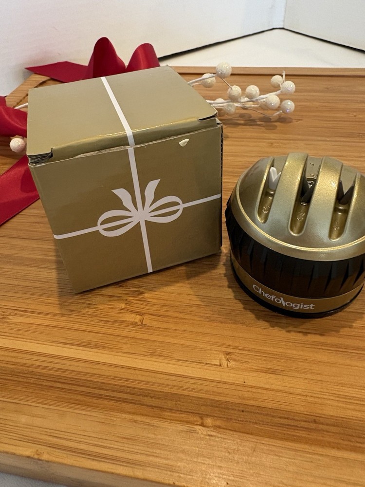 Chefologist 3-Stage Mini Knife Sharpener NIB Black/Gold