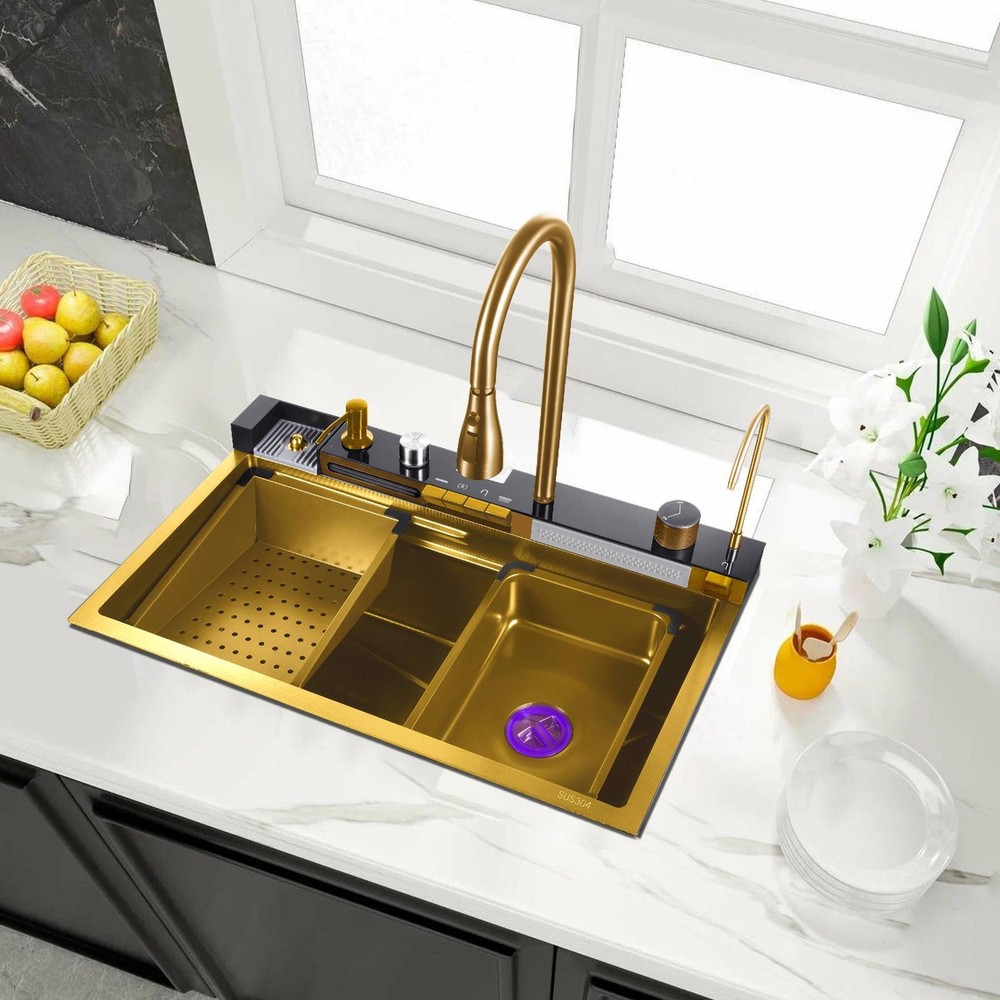 29.5" Multifunctional Workstation Overmount Kitchen Sink Faucet Combo