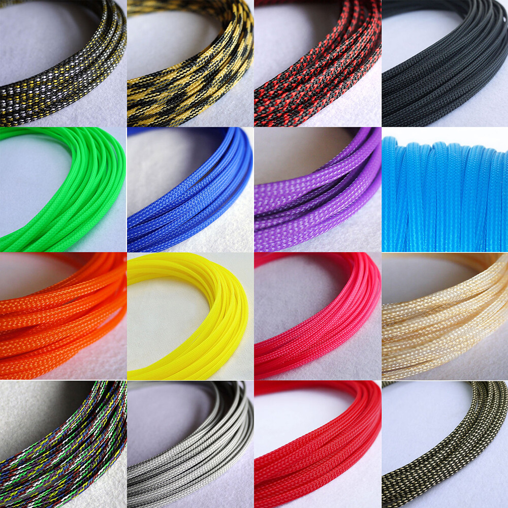 3mm-10mm PET Braided Expandable Cable Sleeving Wire Harness Wrap Sheath Flexible
