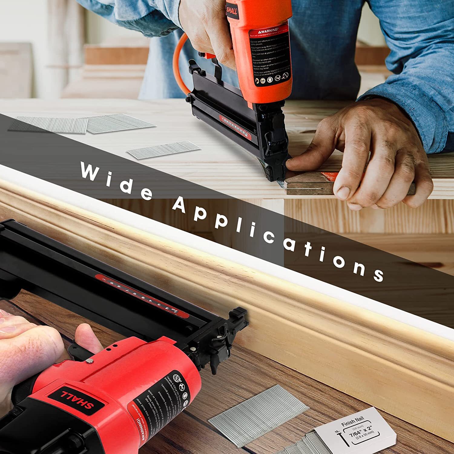 SHALL 16 Gauge Finish Nails, 2000-Count (1-1/4, 1-1/2, 2, 2-1/2 Inch),T-series