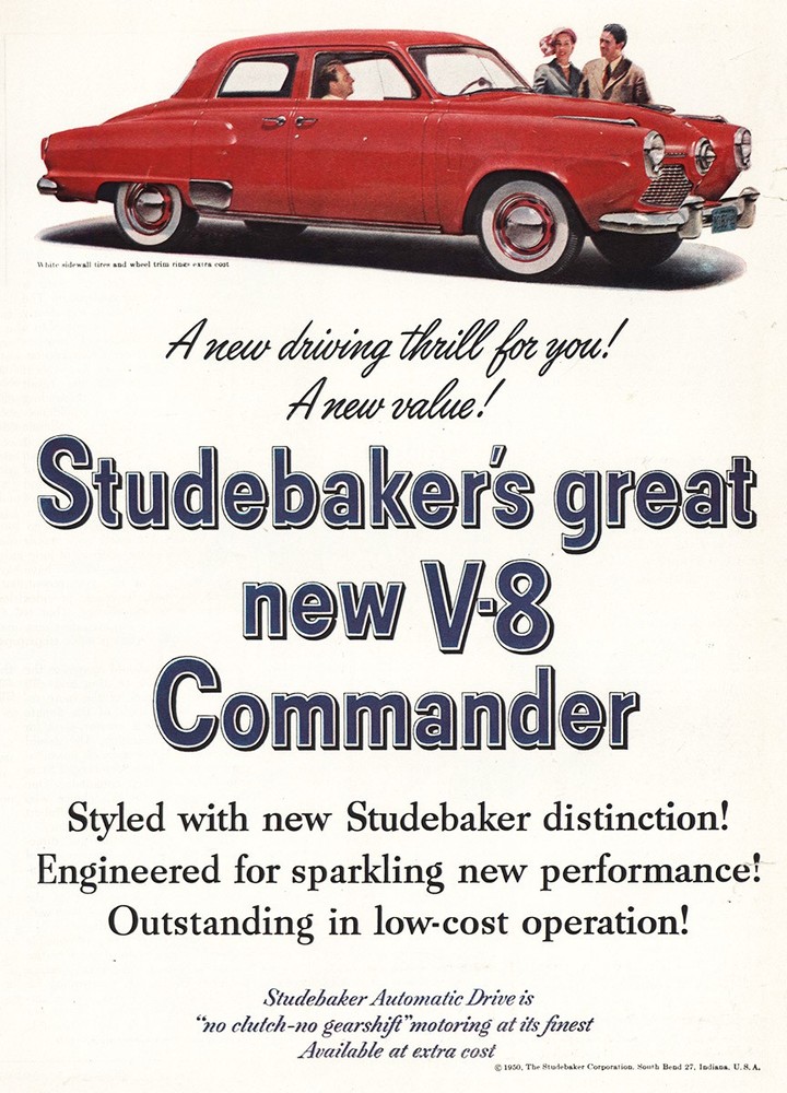 1950 Studebaker Commander: Driving Thrill Vintage Print Ad