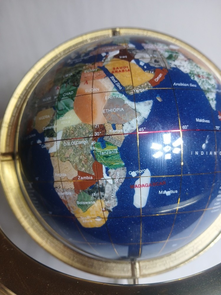 Gemstone globe Double Axis 9 Inch Tall Read Description