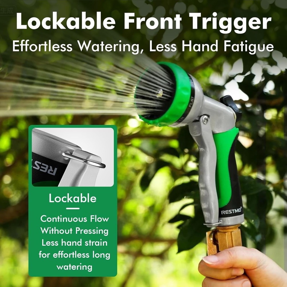 Ergonomic Garden Hose Nozzle – 7 Spray Patterns, Flow Control & Leak-Proof