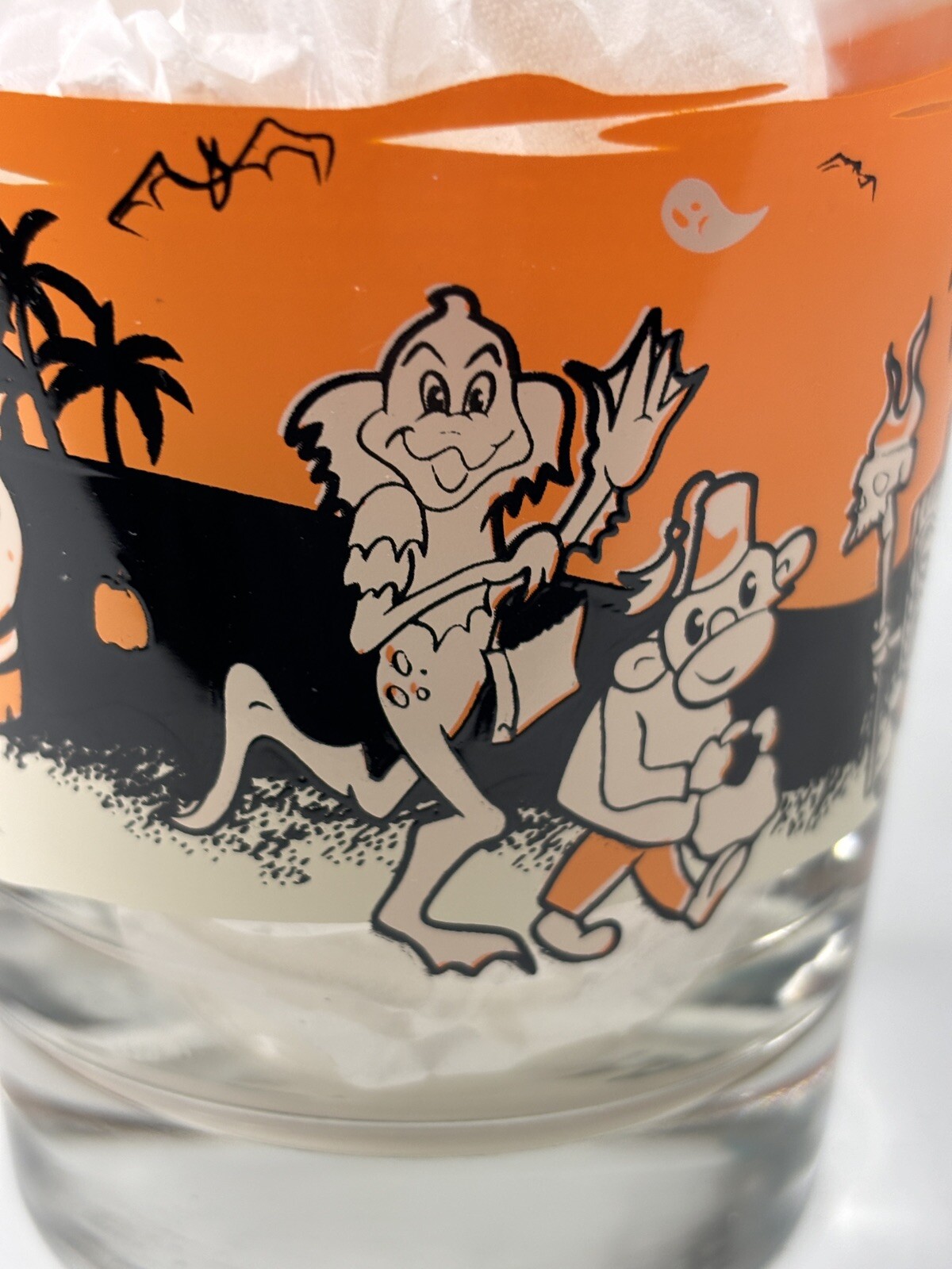 Halloween Mai Tai Glass Art by Dr Bill Tiki Bob Ghost Fez Monkey Pumpkin Ohio