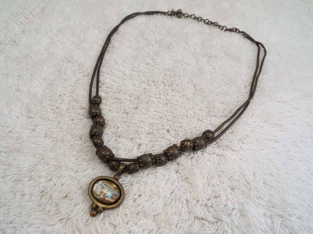 CHICO'S Brass Bead Pendant Necklace (C20)