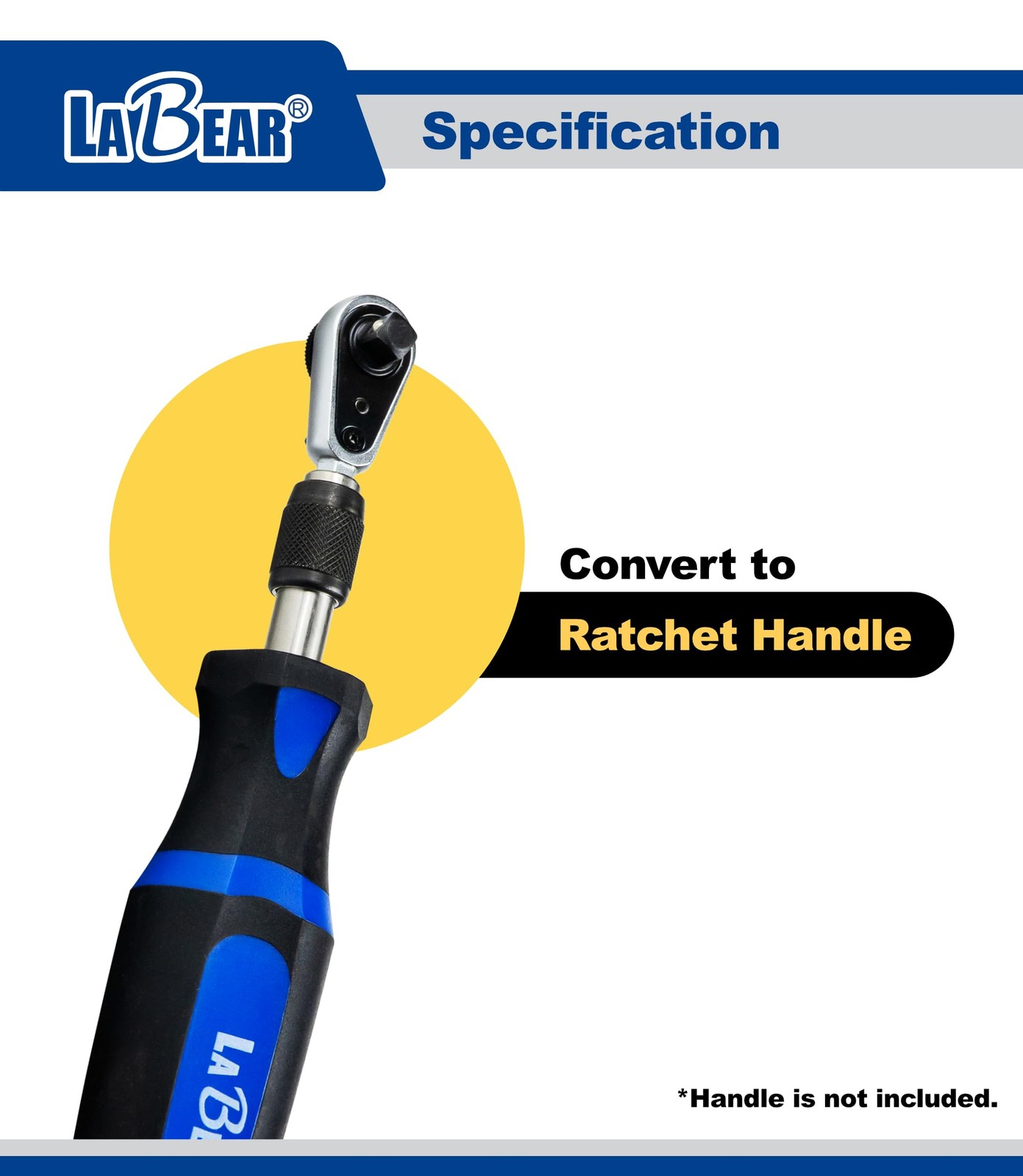 LABEAR 2-in-1 Mini Ratchet Wrench Adapter, Magnetic 1/4" Hex Bit Silver