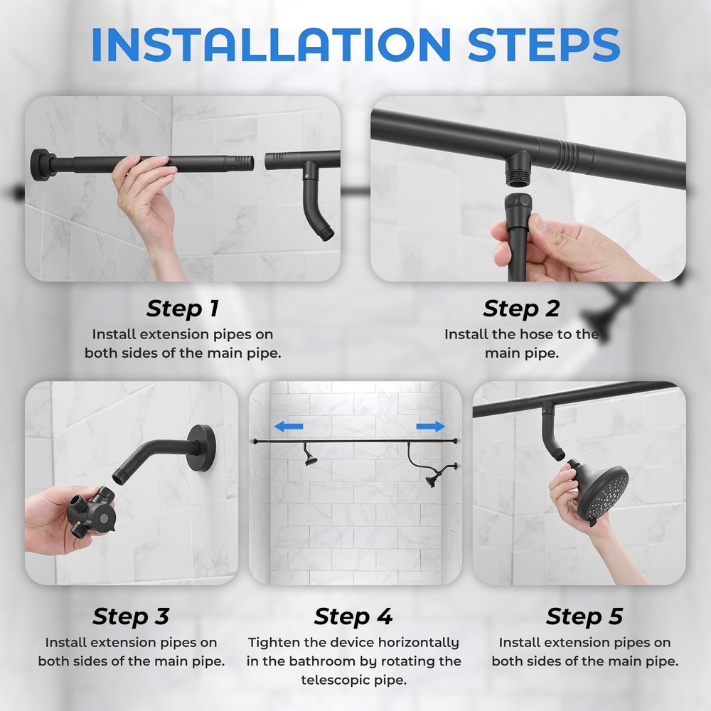 Dual Shower Head for Couples - High Pressure Adjustable Two Showerhead System...