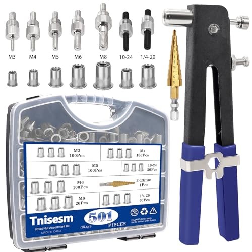 500Pcs Rivet Nut Tool Kit(1/4-20/10 7 Size Nutsert Tool Kit