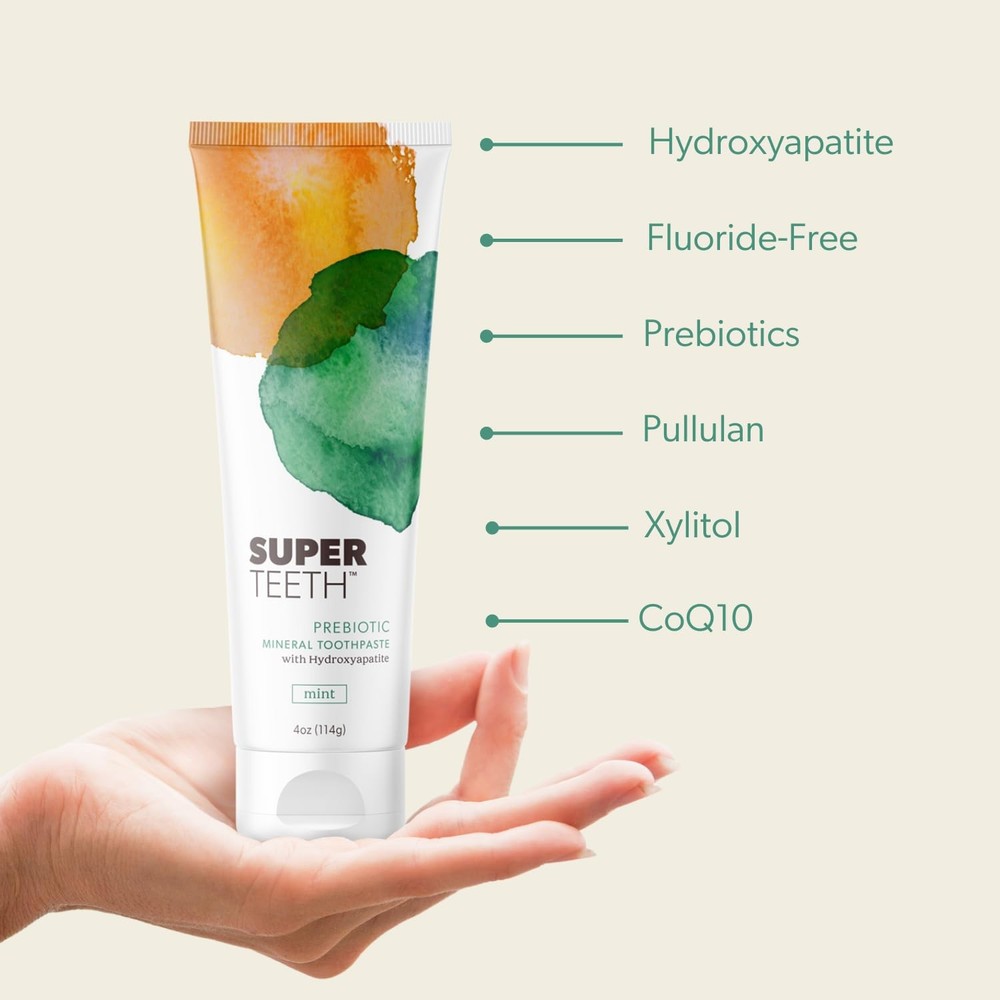 SuperTeeth Hydroxyapatite, Fluoride-Free Toothpaste with Prebiotics & Xylitol...