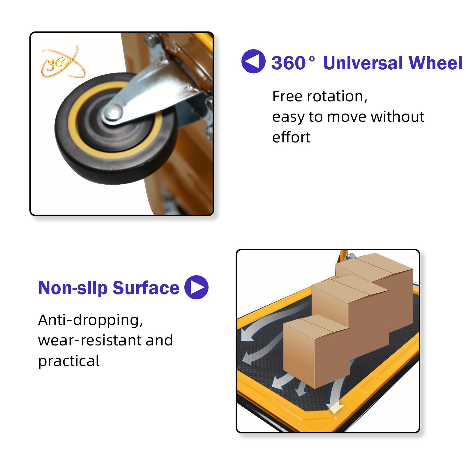 APOLLOLIFT 330lbs Push Dolly Cart Foldable Platform Truck Trolley Hand Truck