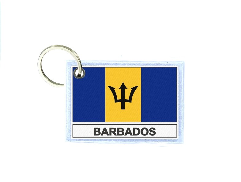 Keychain Double-Sided Printed Barbados BDS Flag