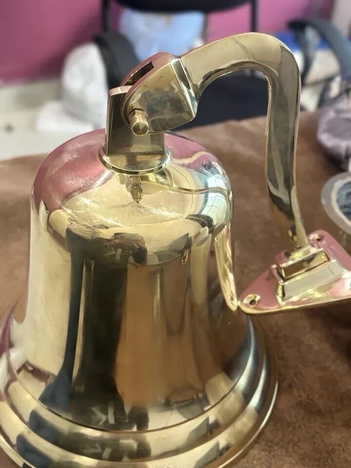 Large Nautical Ship's Boat Bell 11" Solid Brass Marine Maritime Wall Decor GIFT