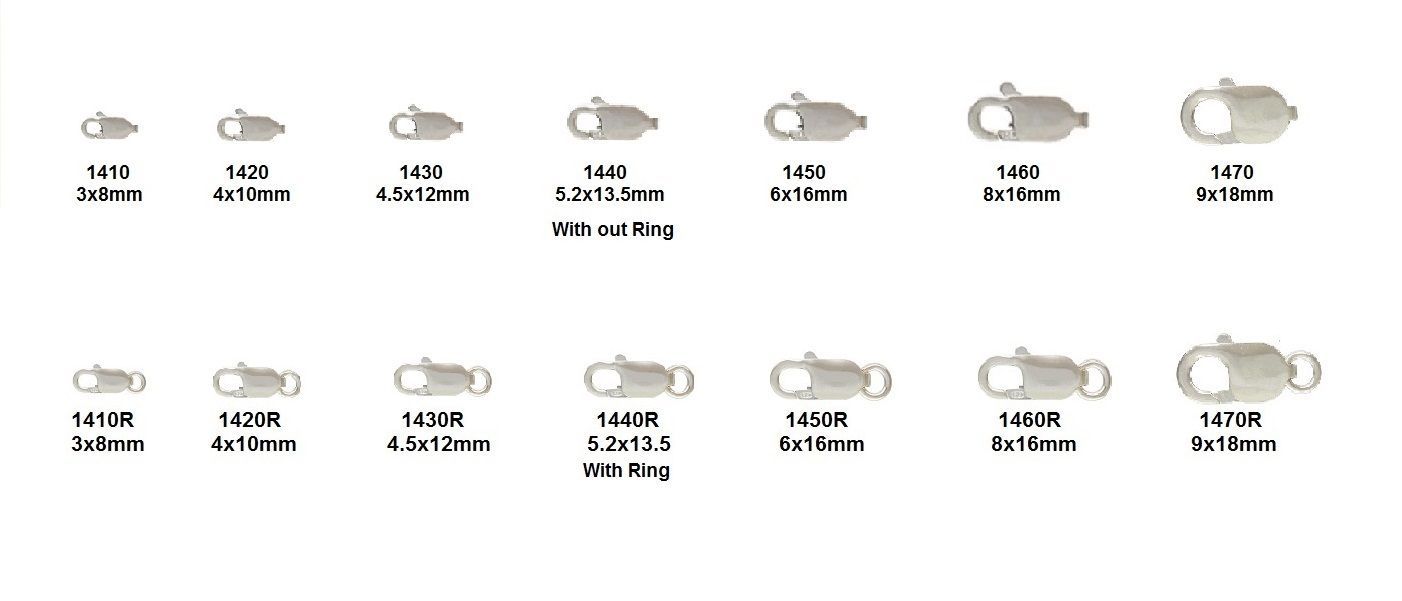 Sterling Silver, 925 Lobster Claw Clasp 2 styles - 7 sizes 8mm - 18mm 1 PC-10 PC