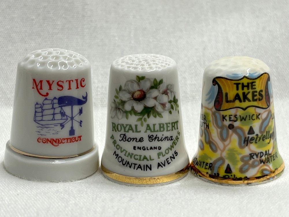 Three Ceramic Souvenir Thimbles