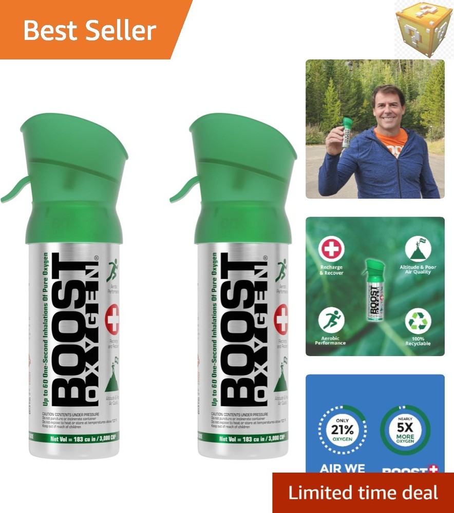 Natural 3L Oxygen Canisters - Lightweight Portable Respiratory Support, 2 Pack